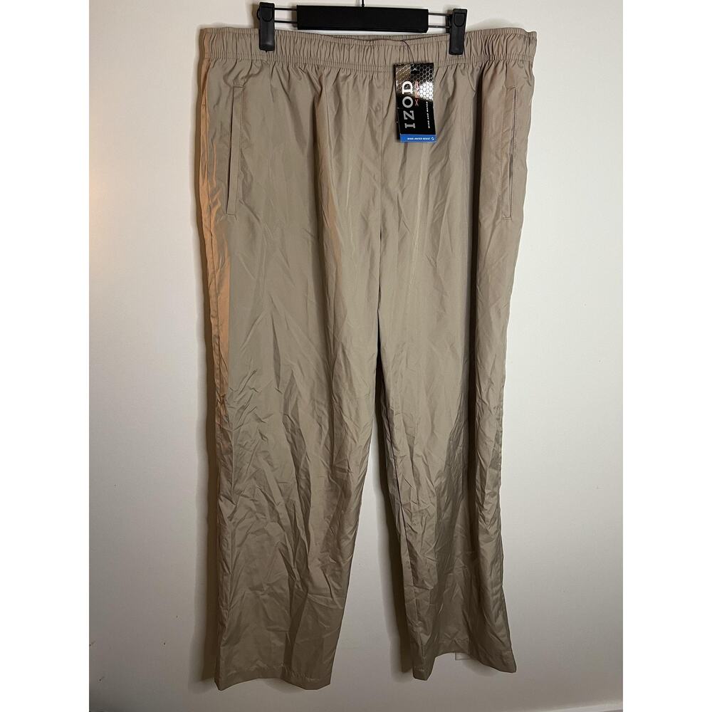Izod XFG Pants Mens XL Khaki Wind Water Resistant Outdoor Golf‎ Elastic Waist